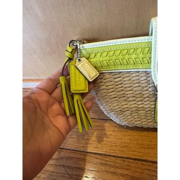 VINTage COACH WICKER LEATHER WRISTLET CLUTCH (pu400 - Picture 2 of 6